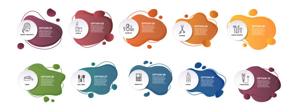 信息图表化妆和美容模板图标图片下载