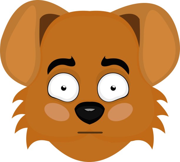 矢量表情插图卡通的狗的头与一个表情的羞愧，脸红图片下载