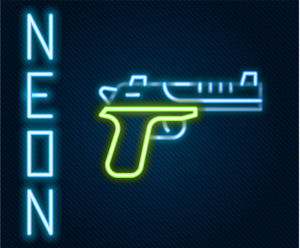 霓虹灯线沙漠鹰枪图标孤立图片下载