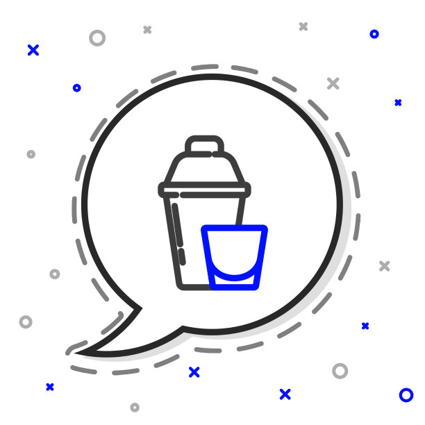 有鸡尾酒杯图标的鸡尾酒调酒器图片下载