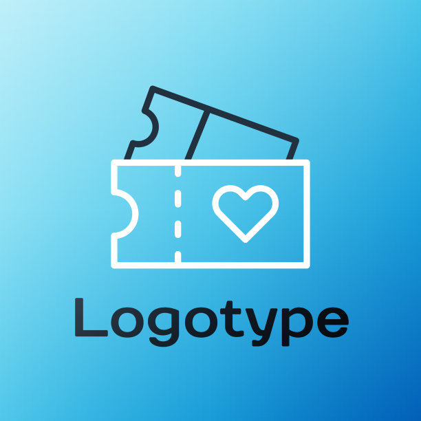 线恋票图标孤立在蓝色背景上图片下载