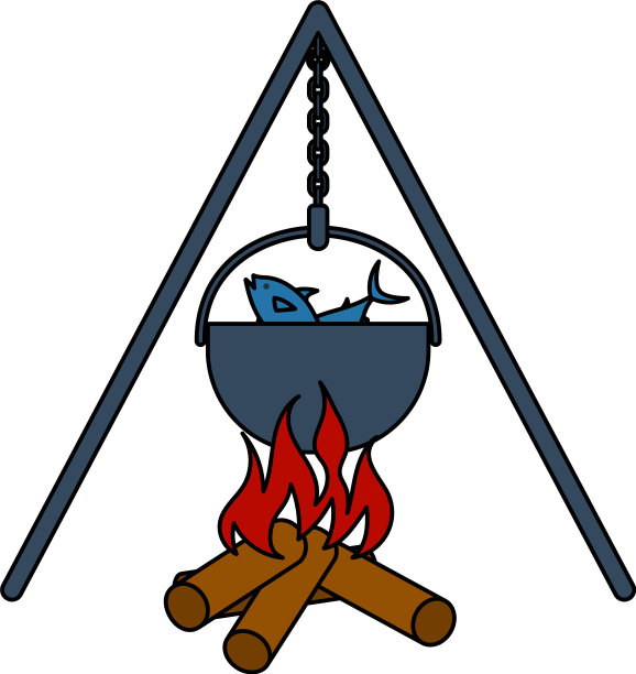 图标火和钓鱼锅图片下载