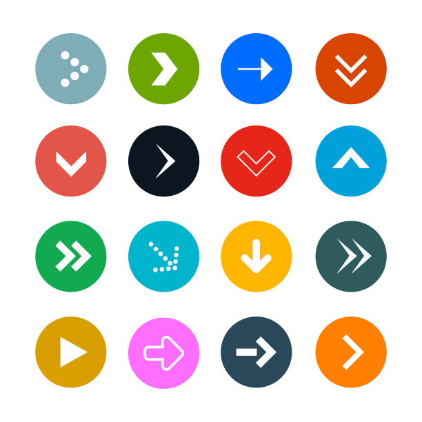 箭头设置在彩色圆圈孤立在白色图片下载