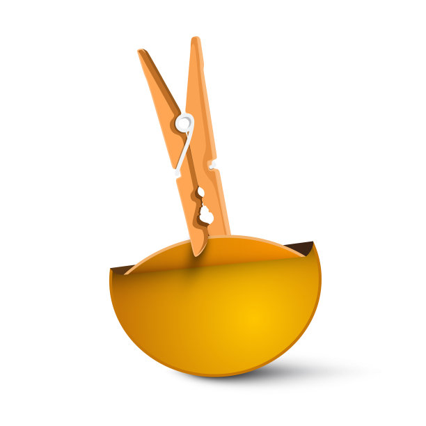 挂有金色空贴纸的晾衣夹图片下载