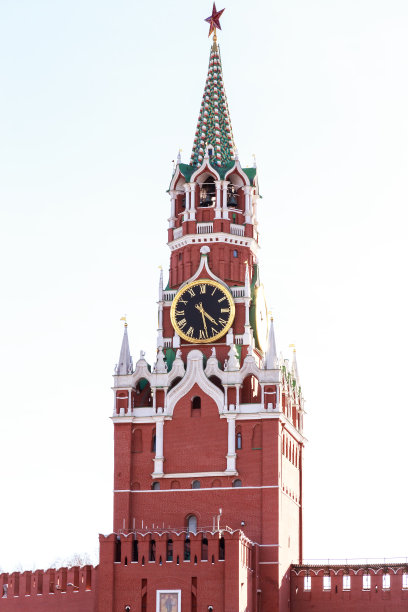 莫斯科俄罗斯克里姆林宫Spasskaya塔与时钟图片下载