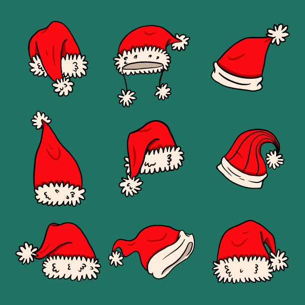 手绘圣诞老人帽集图片下载