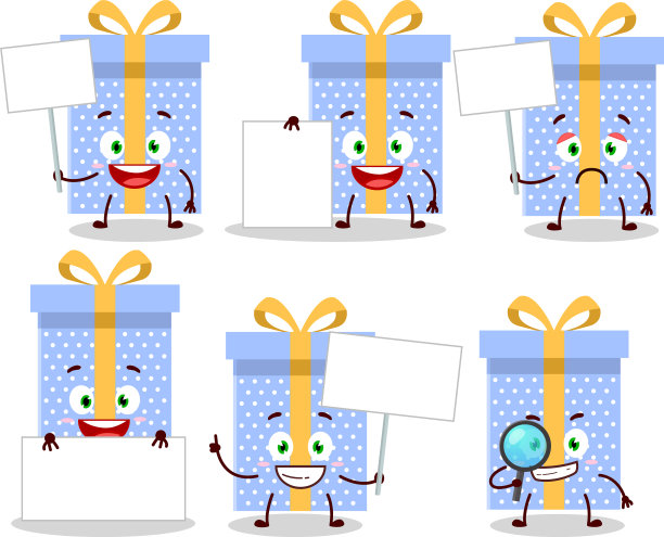 蓝色圣诞礼物卡通人物带来图片下载