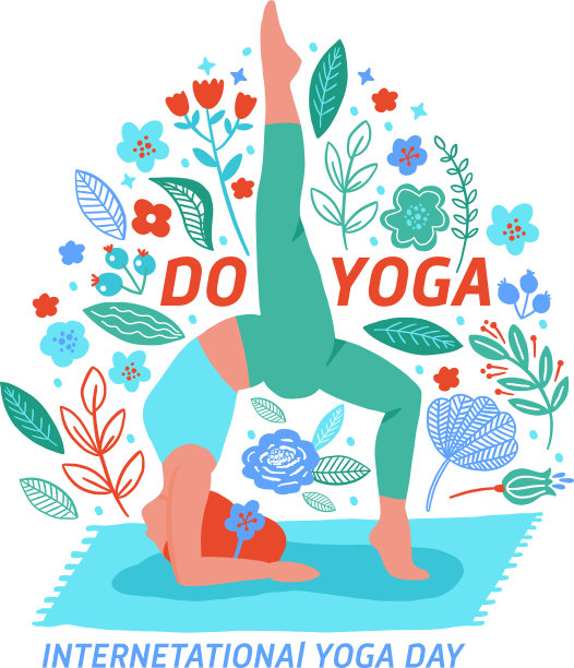 女性瑜伽锻炼平色趋势卡图片下载