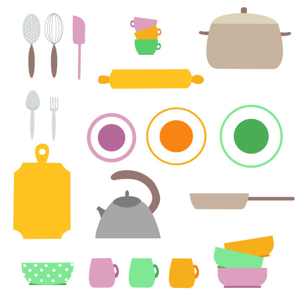 成套厨房工具、炊具、厨具图片下载