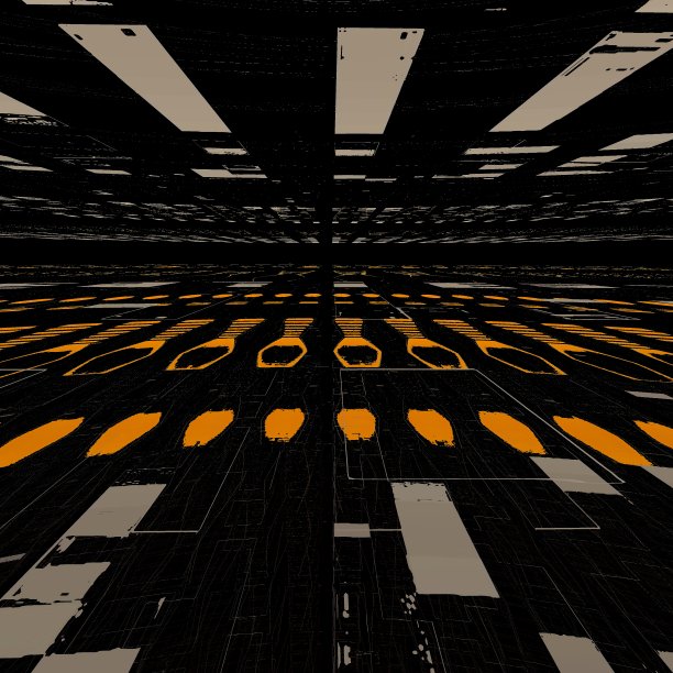 爆炸表面视图在3d与递减视角消失点在白色橙色和灰色阴影的黑色背景图片下载