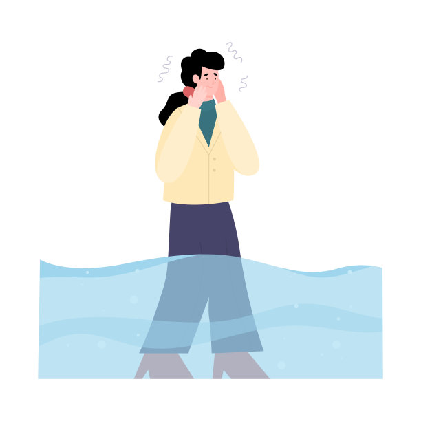 女青年怕水，患恐水症。图片下载