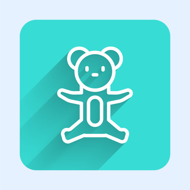 白色线泰迪熊毛绒玩具的图标与隔离图片下载