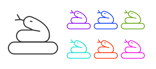 黑线蛇图标孤立在白色背景图片下载