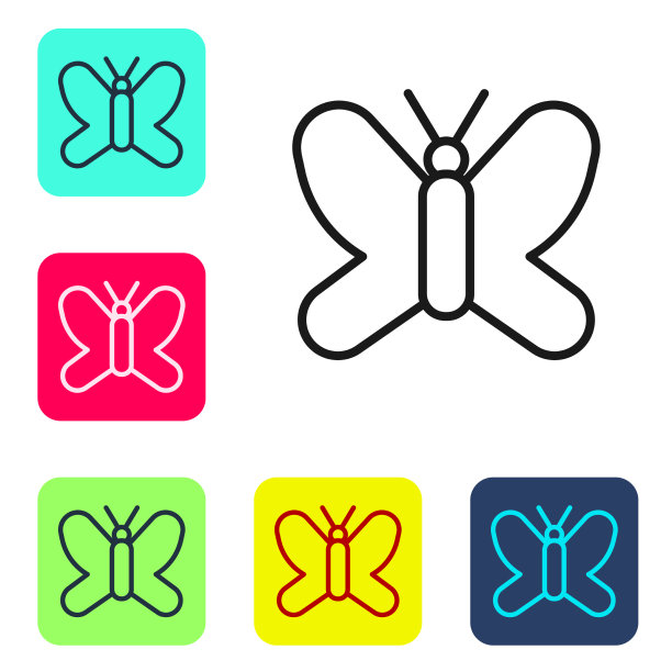 黑线蝴蝶图标孤立在白色上图片下载