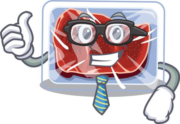 一个优雅的冷冻牛肉商人吉祥物设计图片下载