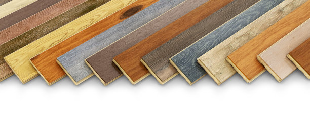 拼花木板在白色背景上的不同变化，3d插图图片下载