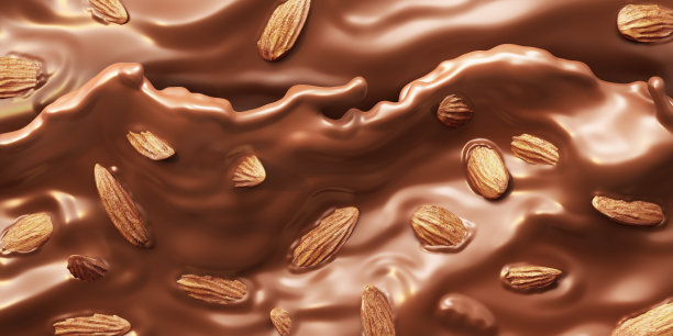 巧克力和坚果。三维演示图片下载