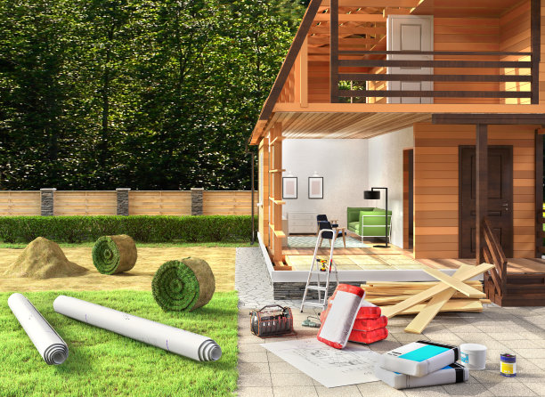 现代住宅的建设和蓝图3d插图图片下载