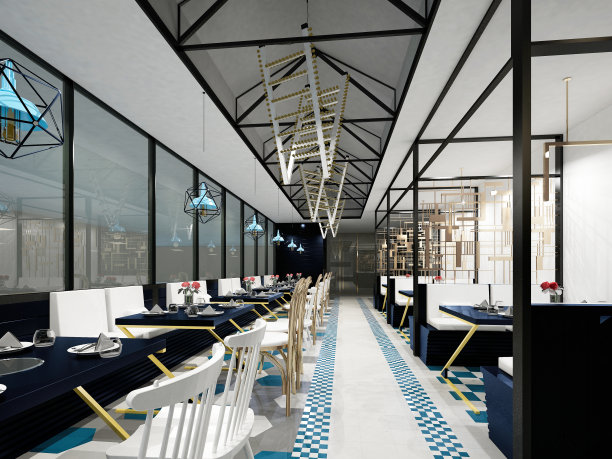 3d渲染的咖啡馆餐厅内部图片下载