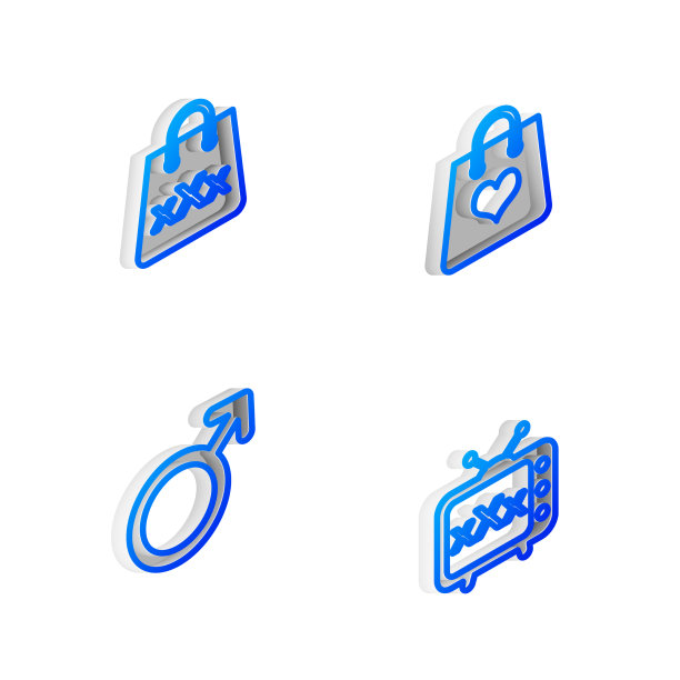 设购物袋等距线与心三倍图片下载