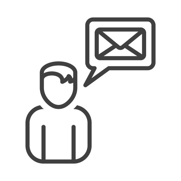 人物图标告诉我们这封信的内容。一个男人的剪影和一个聊天云的简单图像。孤立的矢量在纯白色背景。图片下载