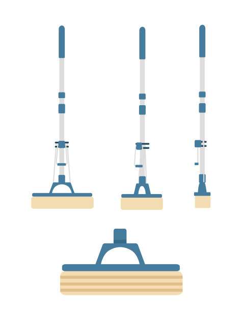 集现代塑料拖把平面矢量插图孤立在白色背景图片下载