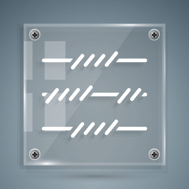 白色铁丝网图标孤立在灰色背景。方形玻璃面板。向量图片下载