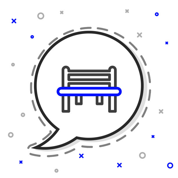 线条浪漫的长凳图标孤立在白色的背景。色彩斑斓的轮廓的概念。向量图片下载