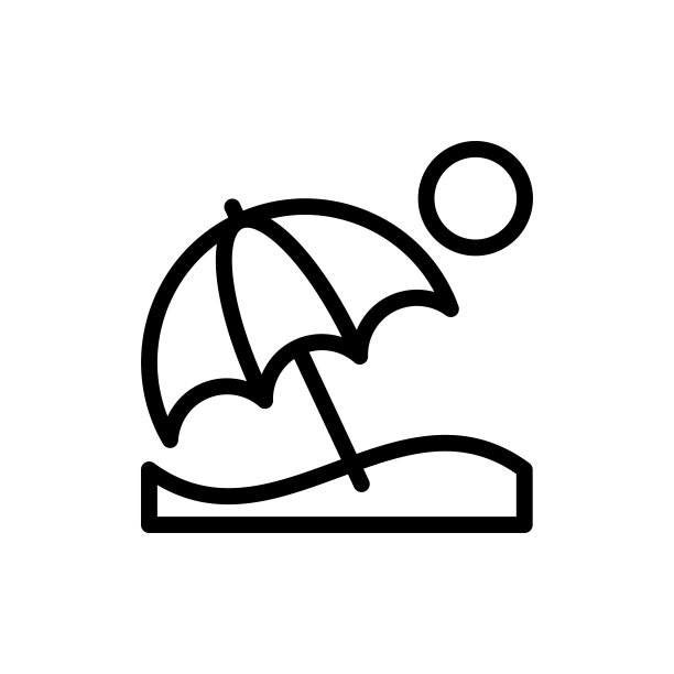 海滩伞矢量轮廓图标风格插图。EPS 10文件符号图片下载