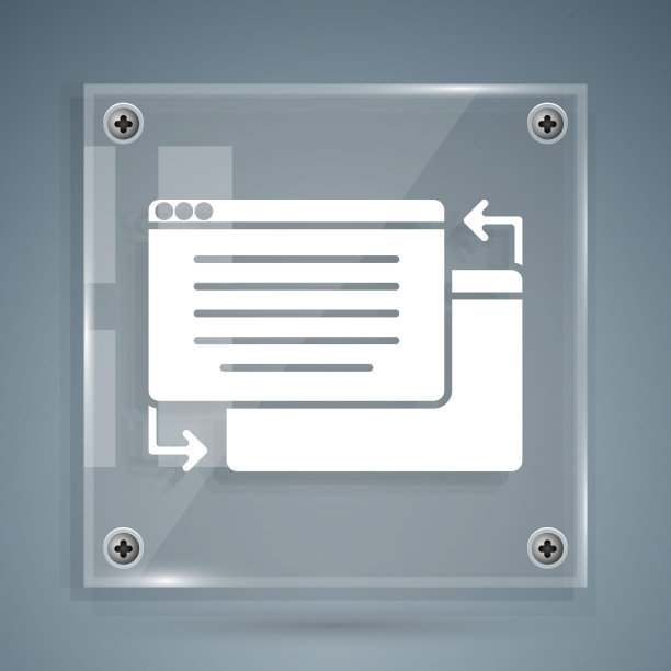 白色UI或UX设计图标孤立在灰色背景上。方形玻璃面板。向量图片下载