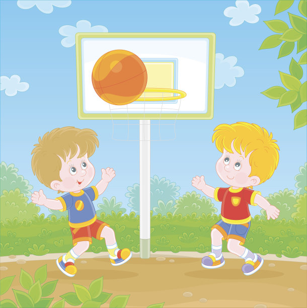 快乐的孩子们在打篮球图片下载