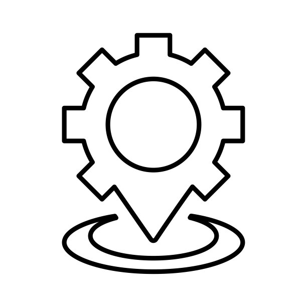 服务场所、齿轮、车间指针线图标。轮廓向量。图片下载