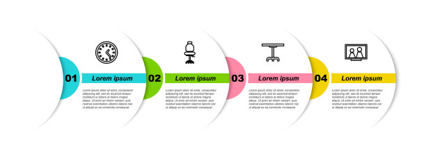 设置线钟办公椅、圆桌和图片下载