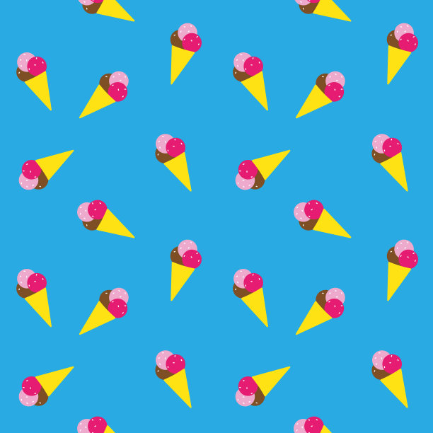 蓝色背景上的冰淇淋图案图片下载