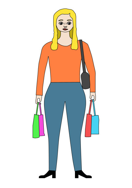 女孩站立的卡通人物孤立向量图片下载