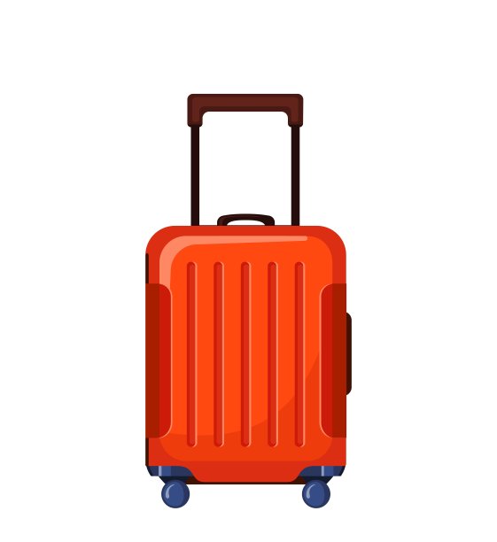 旅行手提箱与车轮在平面风格孤立在白色背景。旅行、旅游或暑假的象征。图片下载