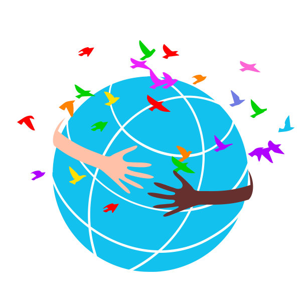 一个志愿者用不同肤色的手在全球形成一个圆圈的概念。图片下载