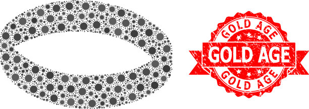 橡胶黄金时代邮票和covid-2019马赛克金图片下载