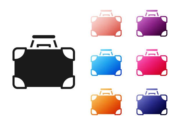 黑色公文包和金钱图标孤立在白色背景。业务用例的迹象。业务组合。设置图标丰富多彩。向量图片下载