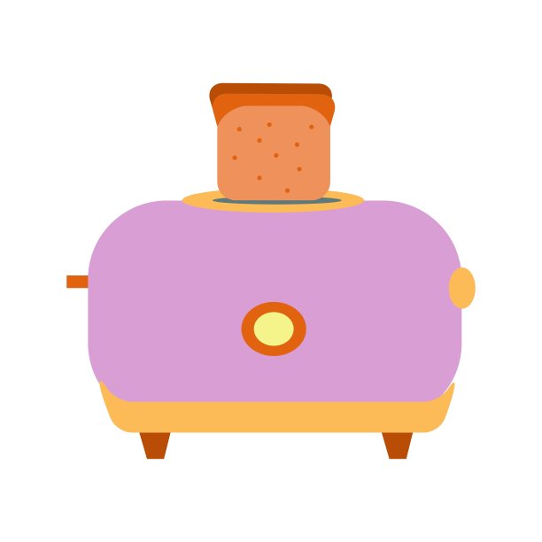 紫色烤面包机与计时器平面矢量插图图片下载