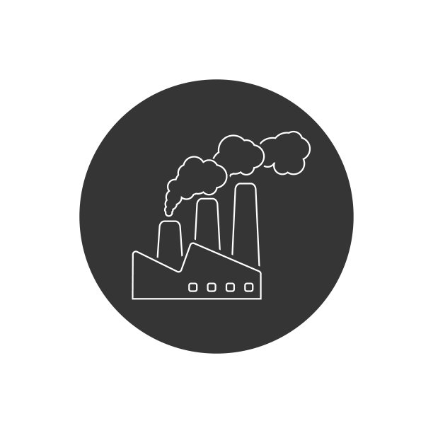 工业污染矢量线白色图标二氧化碳在现代扁平图片下载