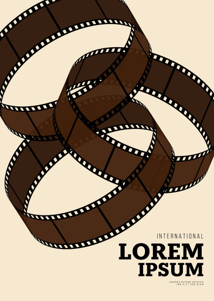 电影和电影海报设计模板背景与复古幻灯图片下载