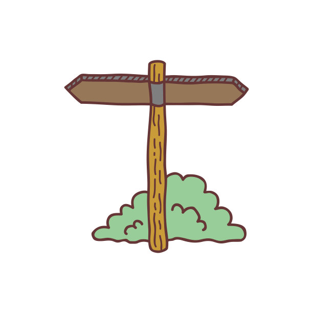 手绘木招牌，素描彩色矢量插图图片下载