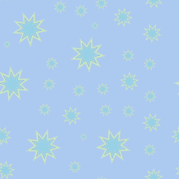明星的模式。天空或星系。适用于儿童设计、纺织品和面料。无缝的，无尽的，柔和的颜色给宝宝。蓝色的。向量。图片下载