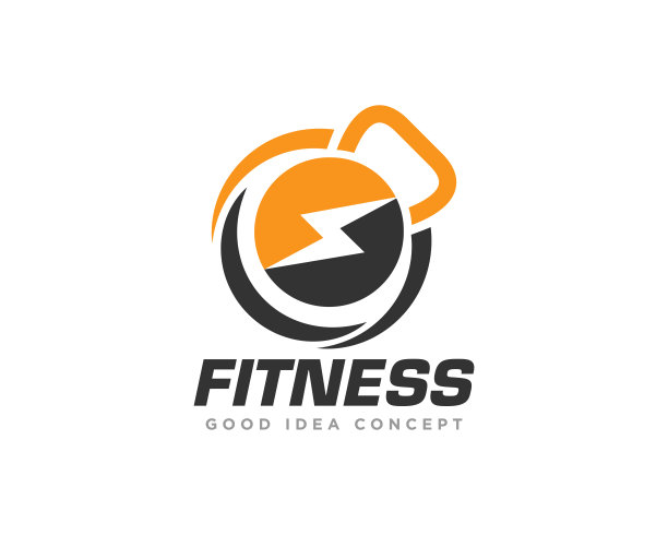 健身和健身房标志设计向量图片下载