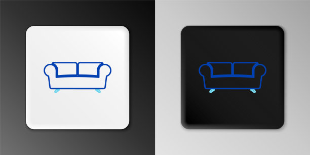 线沙发图标孤立在灰色背景。色彩斑斓的轮廓的概念。向量图片下载