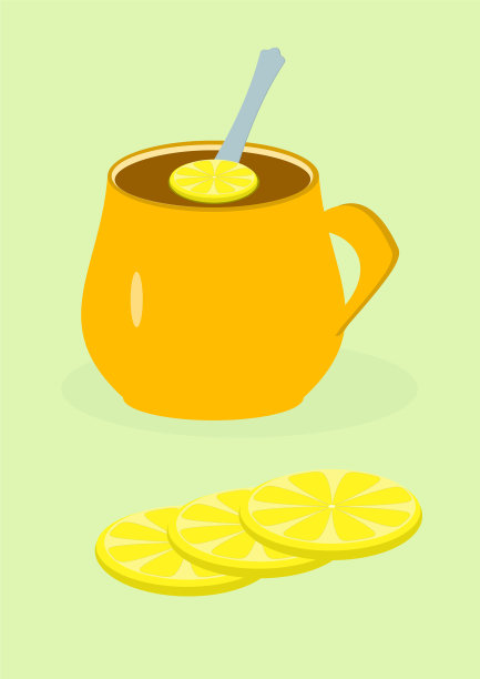 一杯热茶加柠檬角图片下载