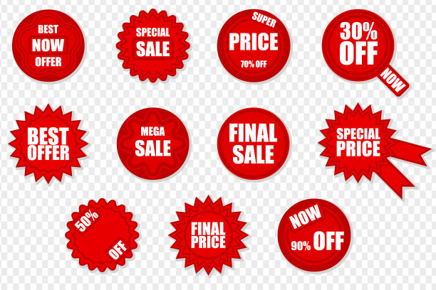 设置红色隔离贴纸与销售清仓图片下载