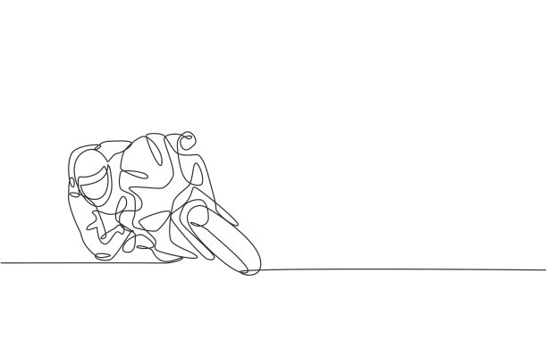 单线画年轻车手练习图片下载