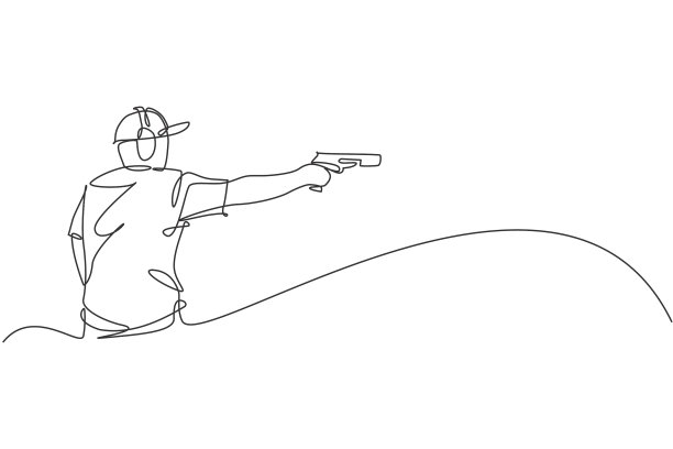 单线连续画年轻运动员图片下载